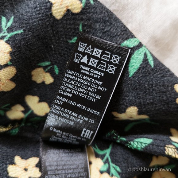 M&S Collection Floral Print Midi Skirt *NWT* – Black and Yellow – Size 8 - Picture 15 of 15